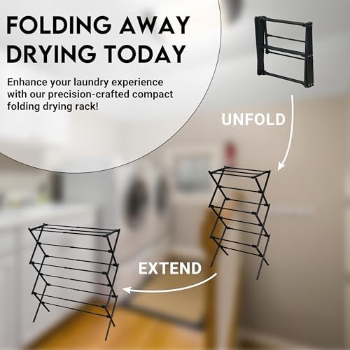 ZOES HOMEWARE Clothes Drying Rack,Collapsible Drying Rack Clothing, Black - Image 3