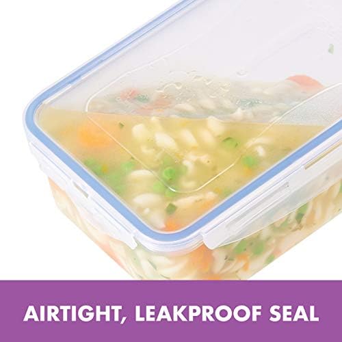 LOCK & LOCK Easy Essentials Food Storage lids/Airtight containers, BPA Free, 10 Piece - Square, Clear - Image 4