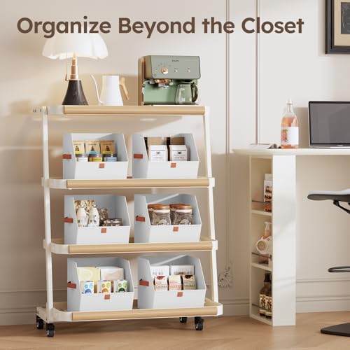 Homsorout Fabric Closet Storage Cubes - 10 Pack Square Storage Bins with Dual Handles for Clothes, Towels, Toys, Cube Storage Organizers for Bedroom, Nursery, Shelves, Closet, Small Spaces, White - Image 6