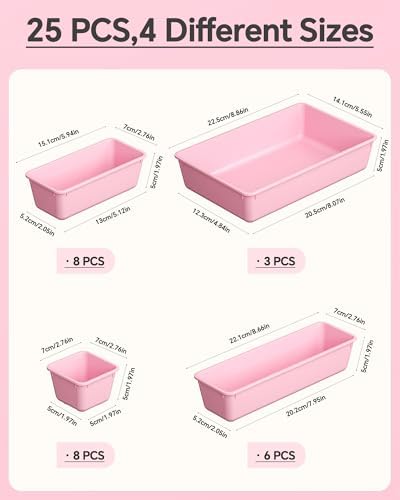 KEMETHY 25 PCS Plastic Drawer Organizers Set, 4 Sizes Vanity Organizer - Image 2