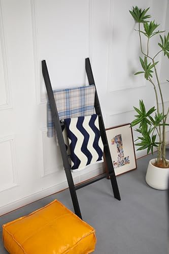 Blanket Ladder for the Living Room and Bedroom, Quilt Rack, 4-Tier, Black by RELODECOR