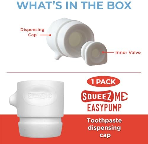 Chrome Cherry SqueezMe EasyPump Toothpaste Dispenser Cap, No-Mess Dispensing for Kids and Adults, Easy Installation, Fits Most Standard Tubes Up to 230g, White, 1-Pack - Image 2