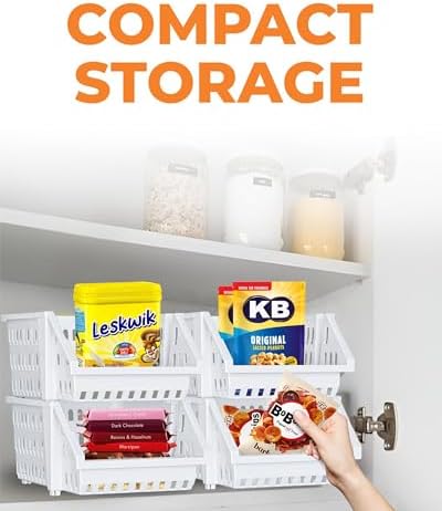 Small Stackable Storage Bins Open Front for Pantry Storage, 8 Pack - White - Image 6