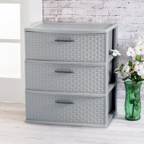 Sterilite Wide 3-Drawer Weave Storage Unit for Bedroom and Dresser, 4-Pack - Image 4