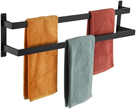 KOKOSIRI Towel Bars Black Bath Towel Holders 32 Inches Bathroom 2-Tiers Ladder Towel Rails Wall Mounted Towels Shelves Rack Stainless Steel, B5008BK-L32 by KOKOSIRI