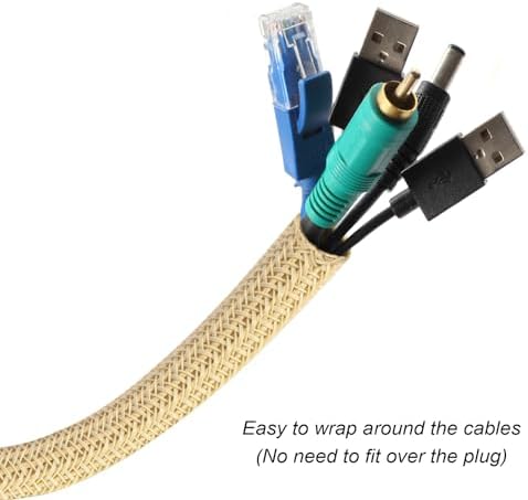 Cable Management Sleeve, Split Design, 10FT - 1/2 Inch, Beige - Image 2
