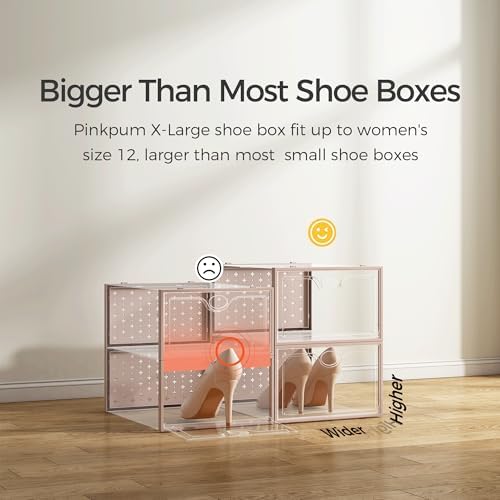 Pinkpum 15 Pack X-Large Shoe Storage Boxes, Shoe Organizer Clear Stackable - Image 3