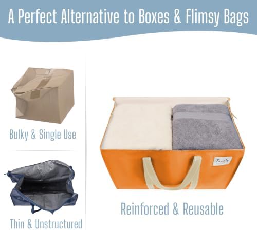 VENO 6 Pack Heavy Duty Moving Bags, Extra Large Storage Bags with Reinforced Handles & Strong Zippers, Foldable & Reusable Moving Box Alternative for Clothes & Dorm Storage - Image 5