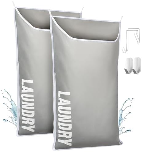 Hanging Laundry Hamper Bag XL 40x22", Space Saving over the Door Storage Bags, Behind the Door Hampers for Dirty Clothes & Wall Mounted Basket for Bathroom, Organizer for Small Room Spaces RV by DONAQ