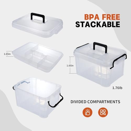 HEY FOLY 15qt Clear Plastic Storage Organizer Bin with Lid, 1-Pack - Image 4