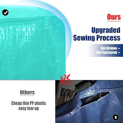 Cosy Family 8 Pack Heavy Duty Extra Large Moving Bags with Backpack Straps - Strong Handles & Zippers, Storage Totes For Space Saving, Fold Flat, Alternative to Moving Box, Aquamarine - Image 3