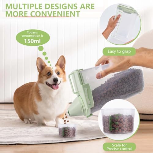 SenseYo 2.5lb Pet Food Storage Container with Measuring Cup, 3L Cat Food Storage Container Dog Food Storage BPA Free for Small Dog, Cat, Bird (Green) - Image 4