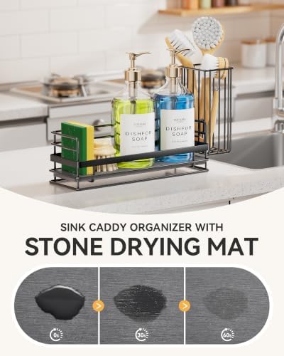 Yofidra Sponge Holder for Kitchen Sink, Sink Caddy with Stone Drying Mat, S - Image 2