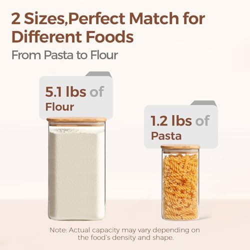 ComSaf Glass Storage Containers with Bamboo Lids 1.6/4.6 Qt 2 Pack - Image 3