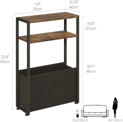 Leomonio Narrow Side Table, Slim Night Stand with Magazine Rack - Image 2