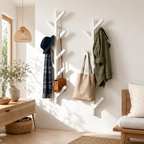Vlush Wall-Mounted Coat Racks, 2 Pack 9 Hooks, White Coat hooks - Image 6