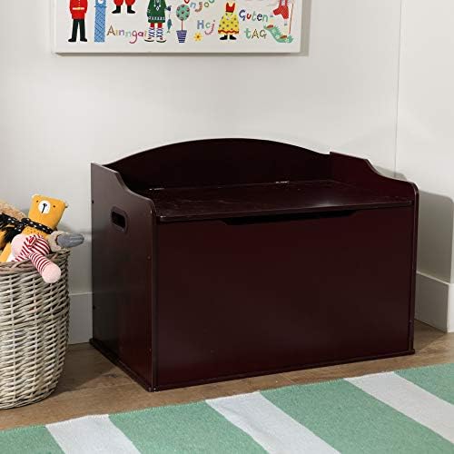 KidKraft Austin Wooden Toy Box/Bench with Safety Hinged Lid - Cherry, Gift for Ages 3+ - Image 3