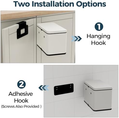 Stainless Steel Hanging Trash Can with Lid and Inner Bucket, 1 Gallon Kitchen Compost Bin for Counter Top, Under Sink or Wall Mount, Small Garbage Can for Cupboard/Bathroom/Bedroom/RV, White - Image 2