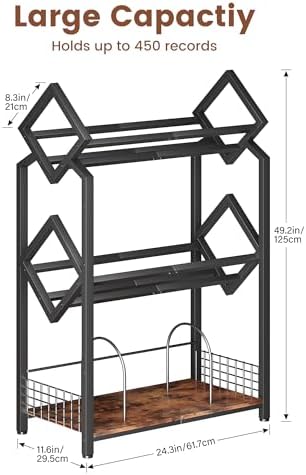 Homeiju 3-Tier Vinyl Record Storage Holder with Dividers - Image 2