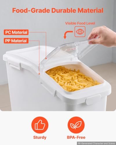 VEVOR Rice Storage Container 75 lbs/13.2 Gallons Dog Food Dispenser Bin - Image 4