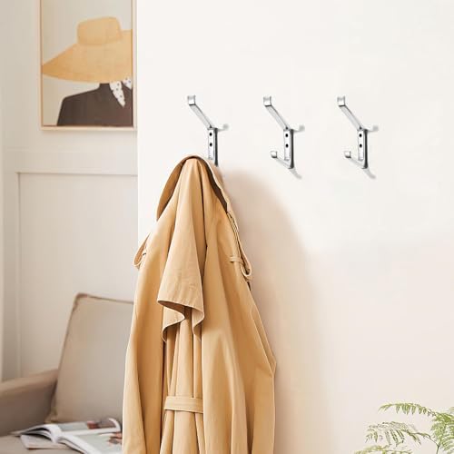 khtumeware 3 Pack 5-3/4 inch zinc Alloy Polished Chrome Coat Hooks Modern and Simple Design Bathroom, mudroom Hook, Kitchen Towel Hook, Bedroom Coat and hat Hook, Towel Robe Hooks - Image 4