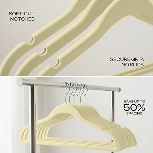 Utopia Home Velvet Hangers, 20 Pack, Ivory - Image 3