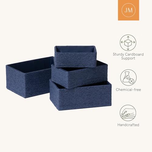 LA JOLIE MUSE Bathroom Basket Organizers, Paper Rope Storage, Blue 4 Pack - Image 5