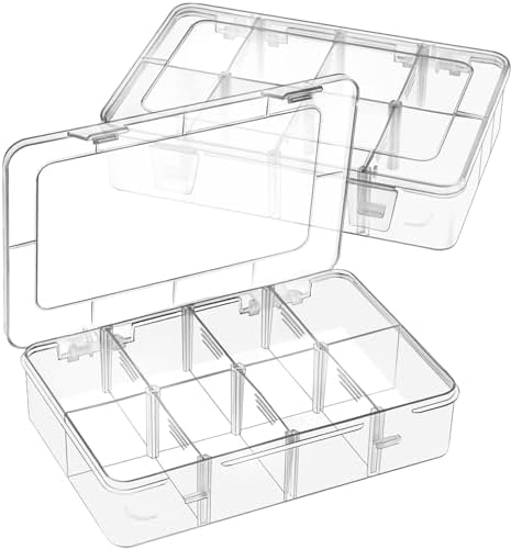 2 Pack 8 Grids Bead Organizer and Small Parts Storage Tackle Boxes by Jutieuo