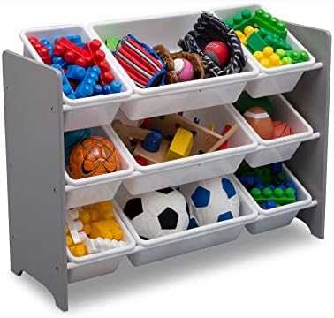 Delta Children MySize 9 Bin Plastic Toy Organizer - Greenguard Gold Certified, Grey & MySize Deluxe Toy Box - Greenguard Gold Certified, Grey - Image 2