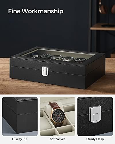 SONGMICS Watch Box, 12-Slot Watch Case with Large Glass Lid - Image 3