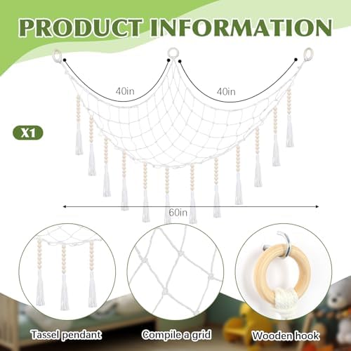 Suncalla 1 Pcs Toy Storage Net for Stuffed Animals Wall Hammock, White - Image 3
