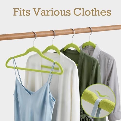 HOUSE DAY Vibrant-Green Velvet Hangers 60 Pack, Non Slip Clothes Hanger - Image 4
