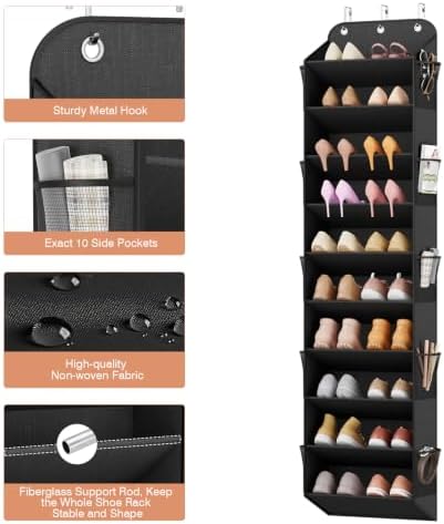LANTEFUL Over the Door Shoe Organizer, Hanging Shoe Rack for Closet, Black - Image 5