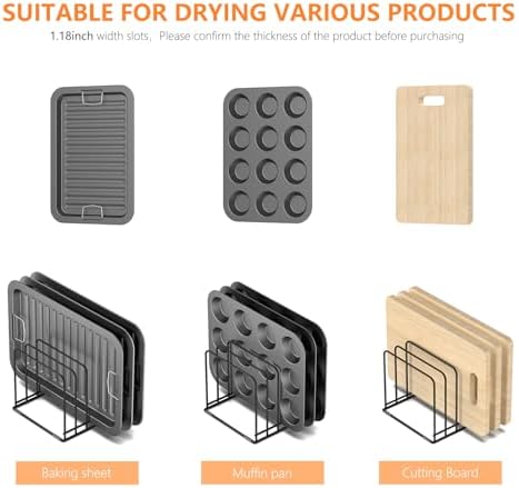 KORRTFID Kitchen Cabinet Organizer, Steel Cookware Holder, Divided Holder with 5 Slots for Skillets Baking Tray and Chopping Board Rack - Baking Pan Holder Storage (1 PC) - Image 4