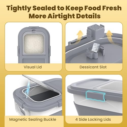 HOYTAMDA 20-30Lbs Rice Container,Collapsible Food Storage Container Wheels - Image 5
