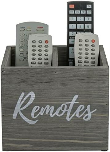 MyGift Gray Wood Remote Control Holder, 2 Compartment Media Caddy - Image 4