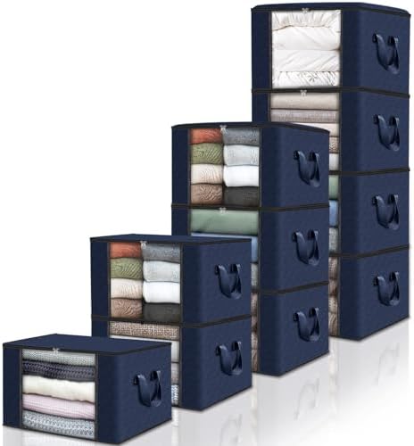 Fab totes 10 Pack Storage Bags for Clothes Blanket Storage Bins with Lids by Fabtotes