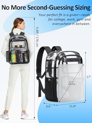 Clear Backpack for School, 17" Heavy Duty Double-Layer Clear Bookbag - Image 3