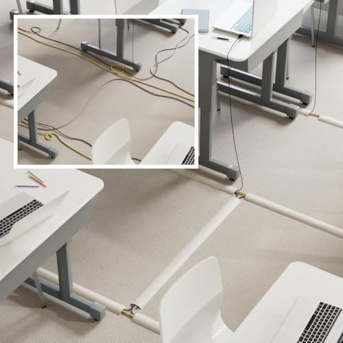 D-Line 15ft Floor Cord Cover, Cable Protector, Hide Extension Cords, Protect Cords, Prevent Cable Trips, Heavy Duty Cord Hider - Cable Cavity = 0.63" (W) x 0.31" (H) - Beige - Image 5