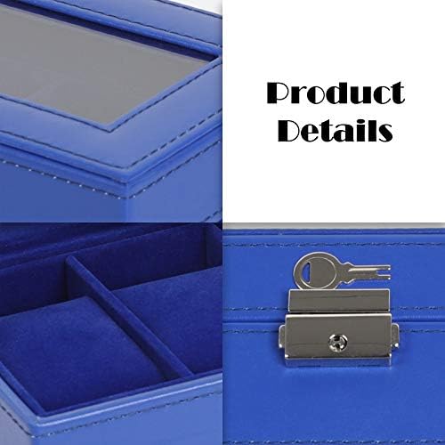 NEX Watch Case, 6 Slot Leather Watch Box Blue Display Case Jewelry Storage - Image 5