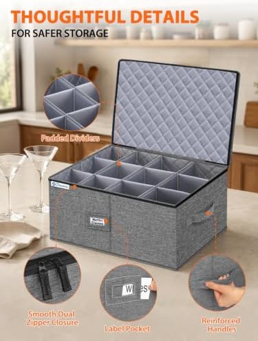punemi Large Wine Glass Storage Box for Martini, Hard Shell Moving box - Image 6