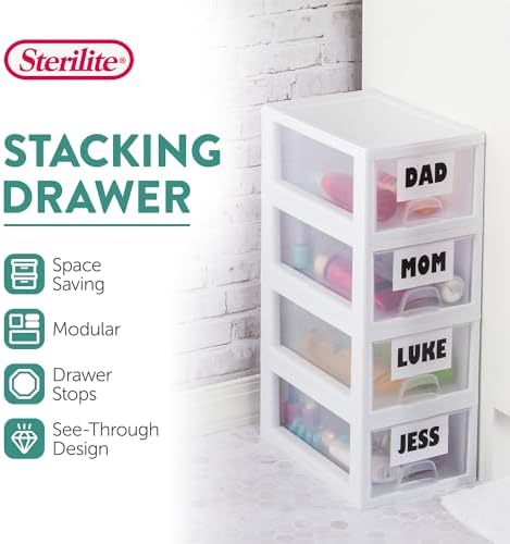Sterilite Stacking Drawer Storage Organizer for Clothes, 6 Quart, 24-Pack - Image 4