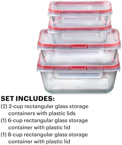 Pyrex Freshlock (4-Pack) Mixed Sized Glass Food Storage Containers Set - Image 3