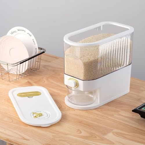 Sooyee Clear Rice Dispenser 11Lb with Measuring Cup - Image 2