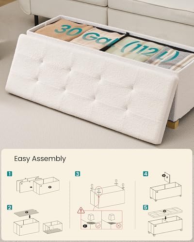 SONGMICS Storage Ottoman Bench with Legs, Flipping Lid, 43.3 Inches - Image 5