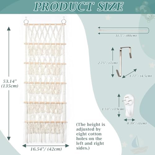 42cm Wide Over The Door Stuffed Animal Storage- 5-Tier Stuffed Animal Hammock For Toy Plush Hammock Hanging Net Big Girls Toddler Large Bag Animals Stuffy Behind - Image 3