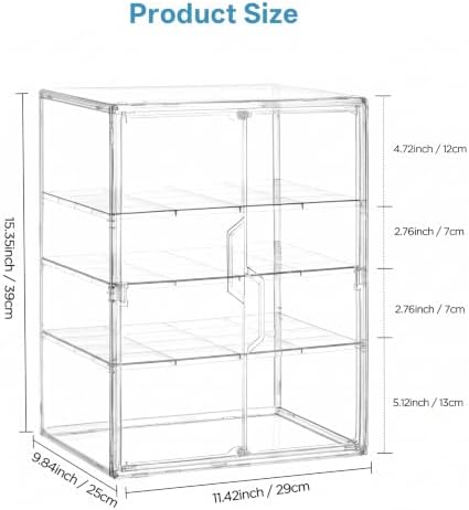 HBlife Baby Bottle Storage Organizer for Countertop Cabinet, 4 Tiers Adjustable Clear Acrylic Bottles Storage Station Case Box Container with 3 Removable Dividers and Magnetic Double Door, X-Large - Image 3