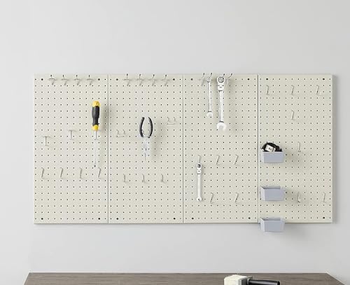 Amazon Basics Rectangular Metal Pegboard Wall Organizer, Tool Storage Organization System, Rust and Scratch Resistant, 48-Piece Kit, Gray - Image 5