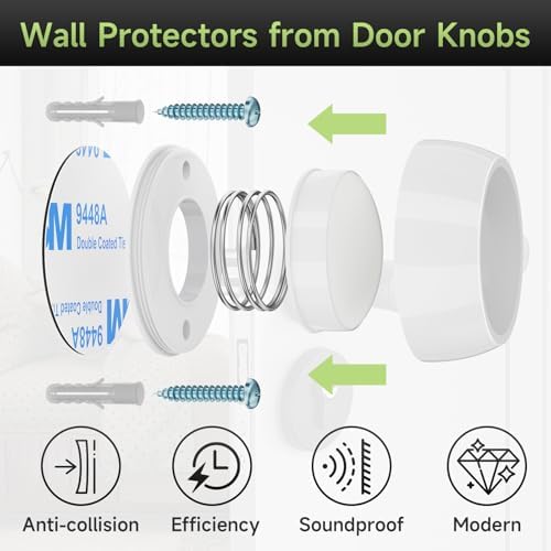 4PCS Door Stopper Wall Protector, Door Stoppers for Wall, White - Image 4