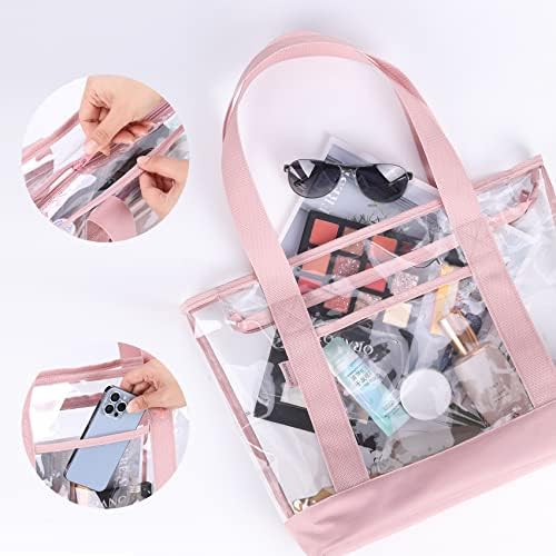 BORMELUN clear tote bag,Purse handle with zipper for work plastic transparent see through women - Image 5